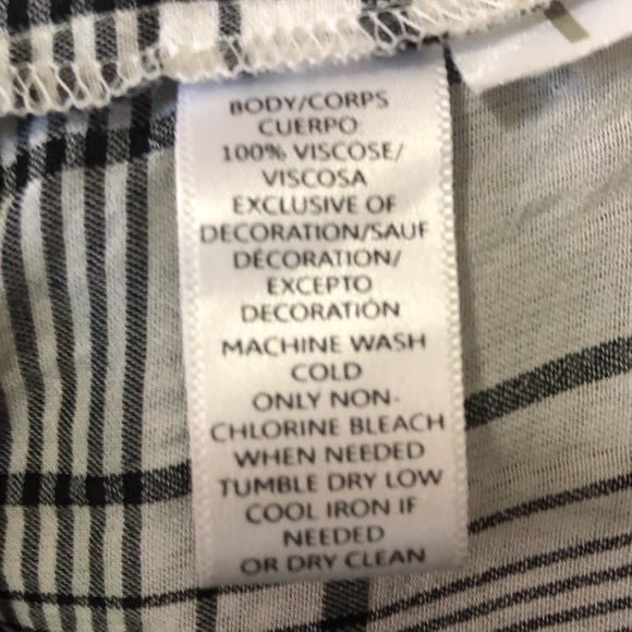 Loft Casual Ruffles and Lace Black and White Plaid Long Sleeve Off Shoulder Top - Picture 6 of 6